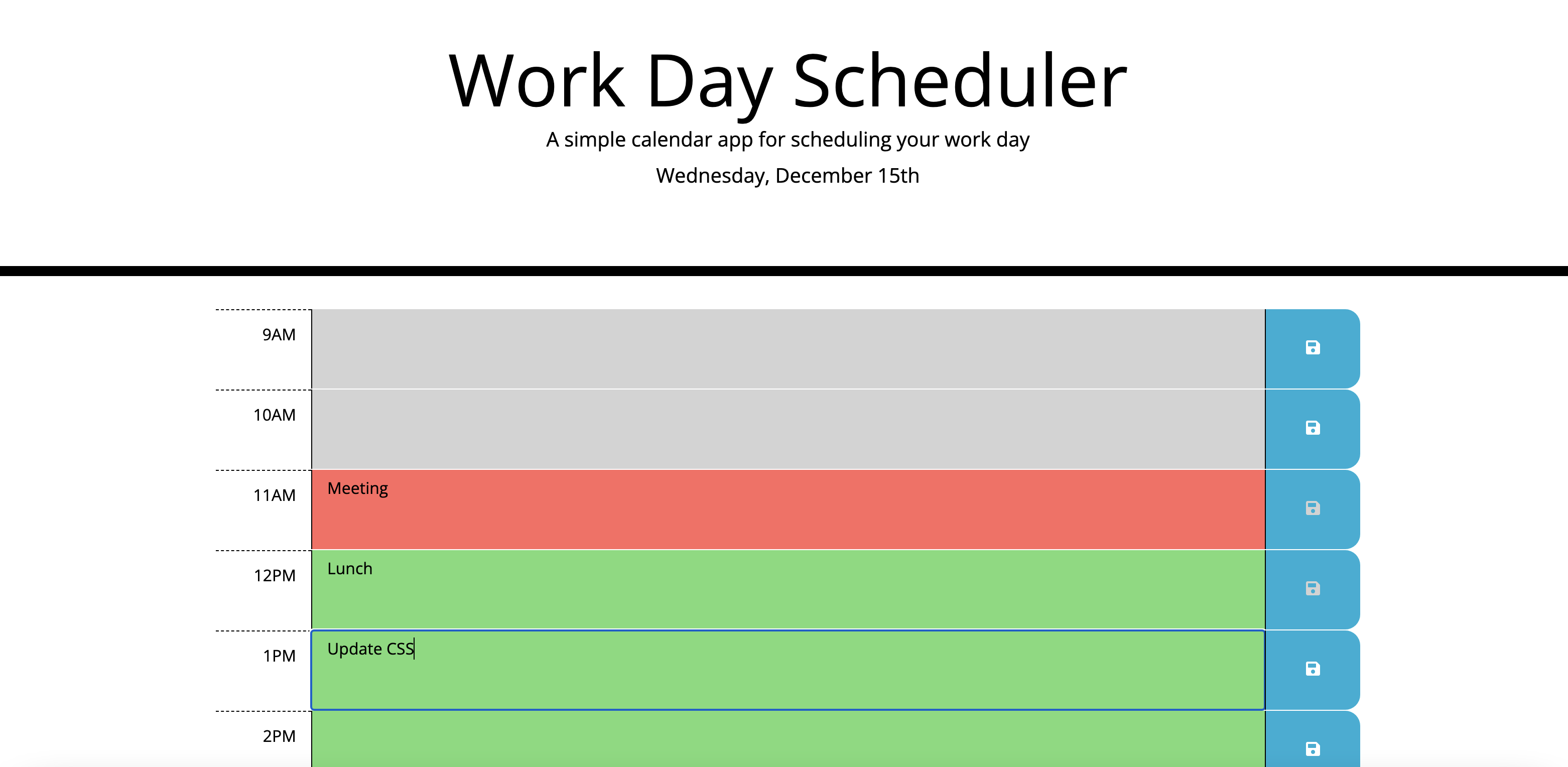 A screenshot of day-planner