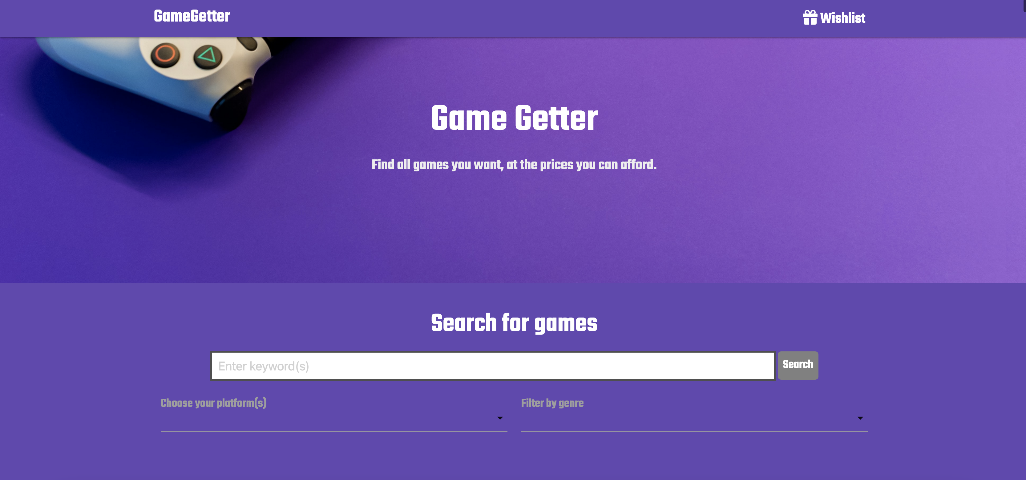 A screenshot of Game Getter